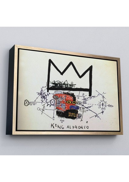 Çerçeveli Jean Michel Basquiat'in Kral Alphonso Isimli Eseri Kanvas TABLO-5015 modelleri