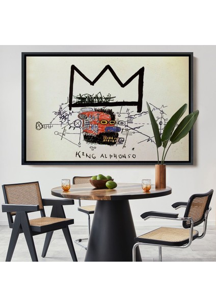 Çerçeveli Jean Michel Basquiat'in Kral Alphonso Isimli Eseri Kanvas TABLO-5015