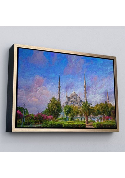 Çerçeveli Sultan Ahmet Camii Yağlıboya Görünüm Kanvas Duvar TABLOSU-3692