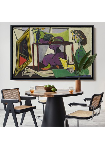 Çerçeveli Pablo Picasso - Iç Mekanda Bir Kız Çizimi TABLO-7081