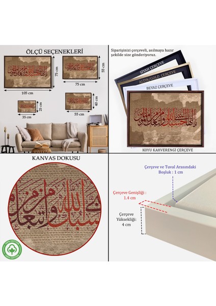 Çerçeveli Islami Hat Sanatı Yazılı Dekoratif Kanvas TABLO-3393 indirimleri