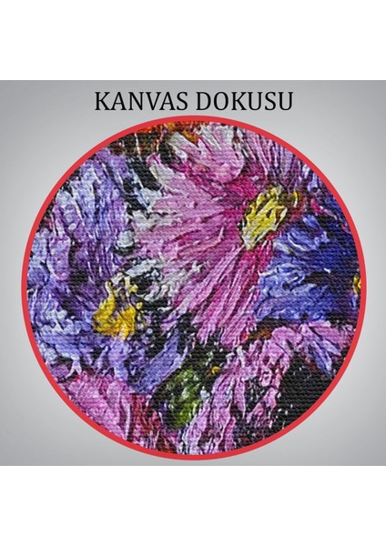 Renkli Çiçekler Yağlıboya Görünüm Dekoratif Kanvas Duvar TABLOSU-3448