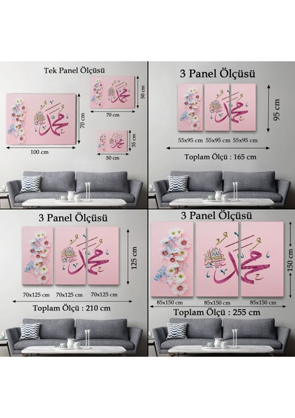 Sallallahu Aleyhi ve Sellem Yazılı Dekortif Kanvas TABLO-3374