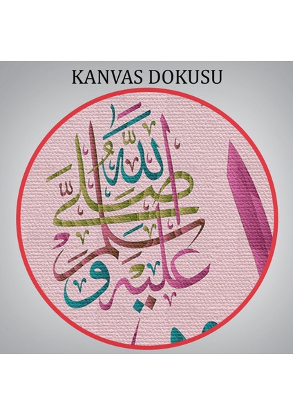 Sallallahu Aleyhi ve Sellem Yazılı Dekortif Kanvas TABLO-3374