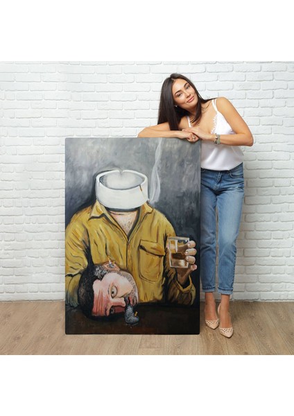 Bar Masasında Sigara Içen Adam TABLO-7902 fiyatları
