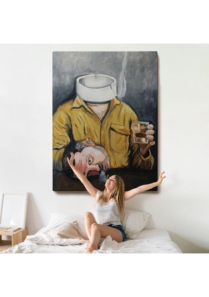 Bar Masasında Sigara Içen Adam TABLO-7902 indirimleri
