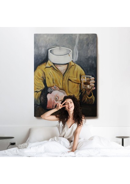 Bar Masasında Sigara Içen Adam TABLO-7902