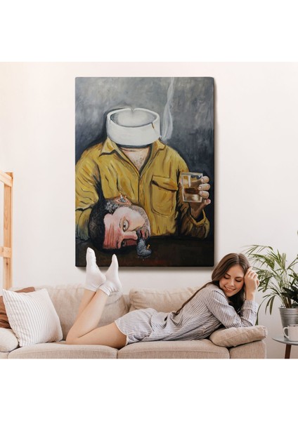 Bar Masasında Sigara Içen Adam TABLO-7902