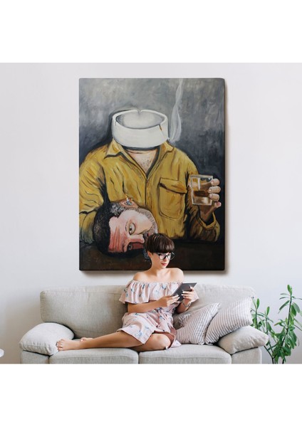 Bar Masasında Sigara Içen Adam TABLO-7902