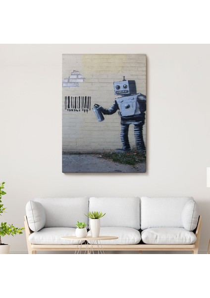 Banksy Graffiti Yapan Robot Kanvas TABLO-4966 fiyatları