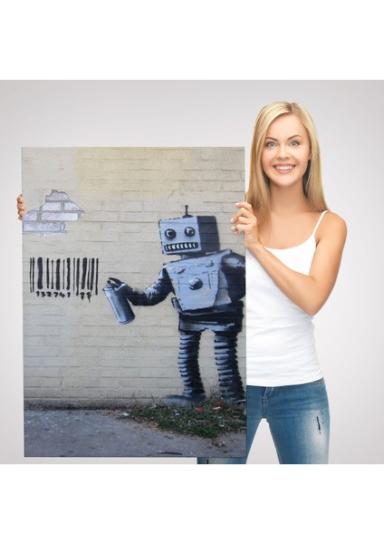 Banksy Graffiti Yapan Robot Kanvas TABLO-4966 modelleri