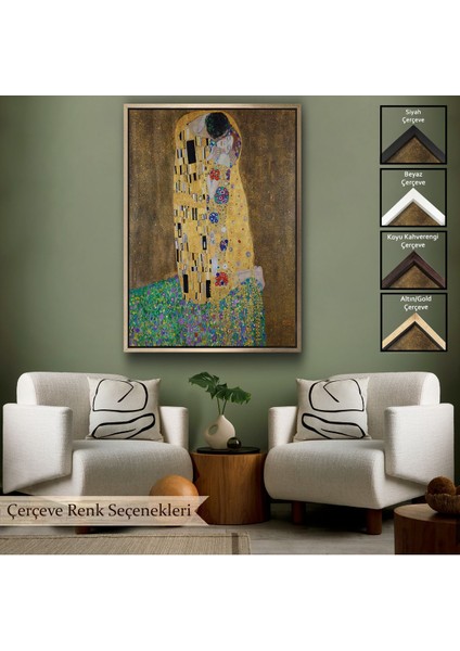 Çerçeveli Gustav Klimt'in Öpücüğü Tablo - The Kiss By Gustav KLIMT-7432