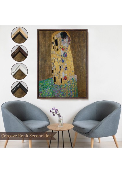 Çerçeveli Gustav Klimt'in Öpücüğü Tablo - The Kiss By Gustav KLIMT-7432