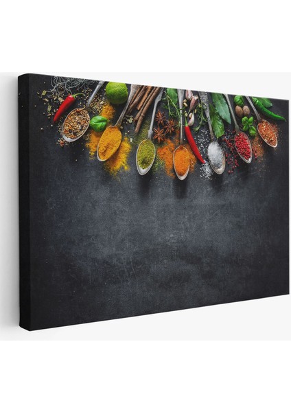 Mutfak Masasın Da Baharatlar Dekoratif Kanvas Duvar TABLOSU-3517