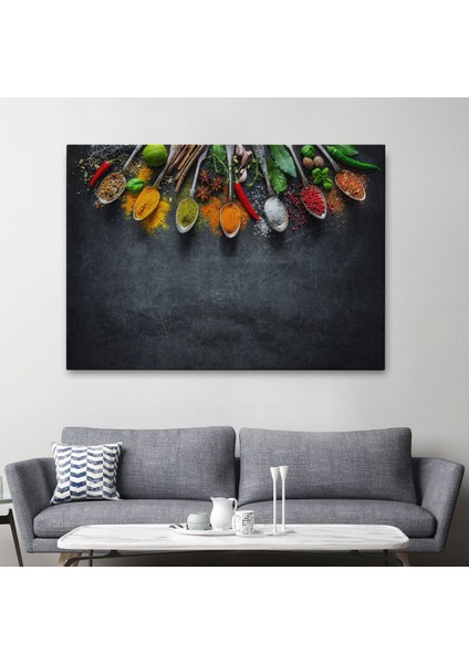 Mutfak Masasın Da Baharatlar Dekoratif Kanvas Duvar TABLOSU-3517 fiyatları