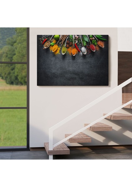 Mutfak Masasın Da Baharatlar Dekoratif Kanvas Duvar TABLOSU-3517 indirimleri