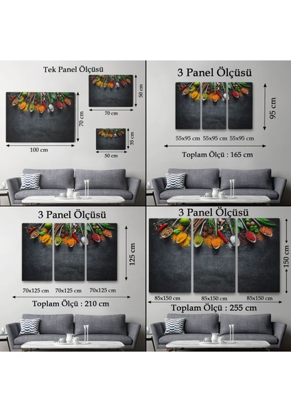 Mutfak Masasın Da Baharatlar Dekoratif Kanvas Duvar TABLOSU-3517