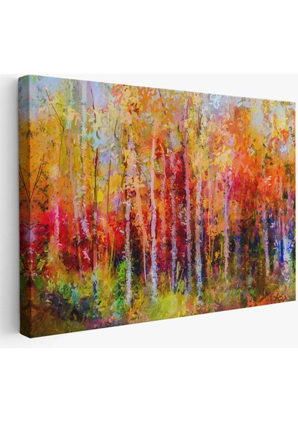 Son Bahar Ağaçları Yağlıboya Görünüm Dekoratif Kanvas Duvar TABLOSU-3506