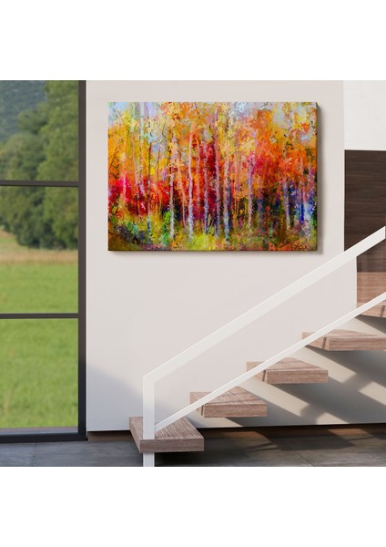 Son Bahar Ağaçları Yağlıboya Görünüm Dekoratif Kanvas Duvar TABLOSU-3506 indirimleri