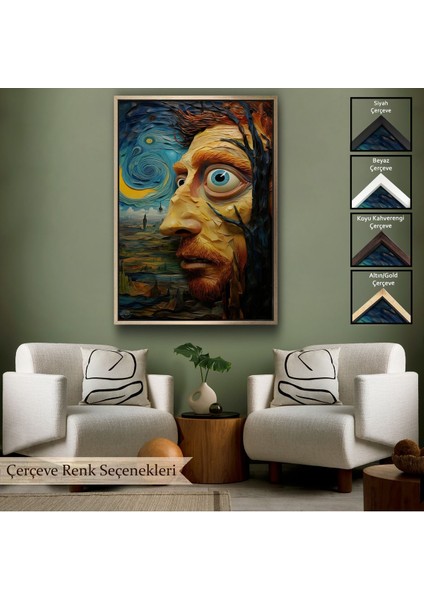 Çerçeveli Vincent Van Gogh Tarzı Portre TABLOSU-7817