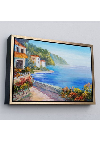 Çerçeveli Deniz Manzarası Yağlıboya Görünüm Dekoratif Kanvas Duvar TABLOSU-3458