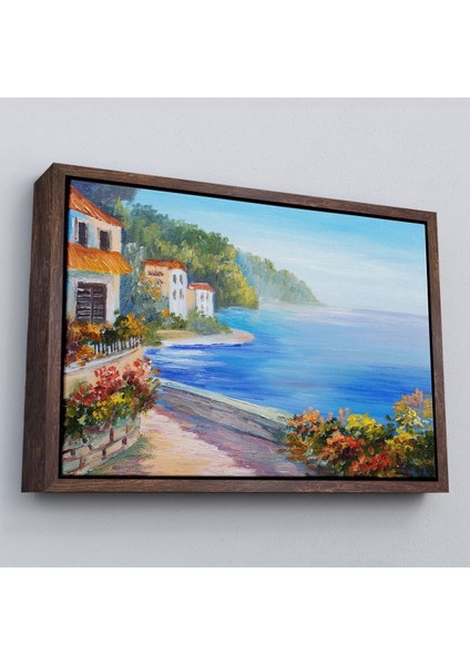Çerçeveli Deniz Manzarası Yağlıboya Görünüm Dekoratif Kanvas Duvar TABLOSU-3458 fiyatları