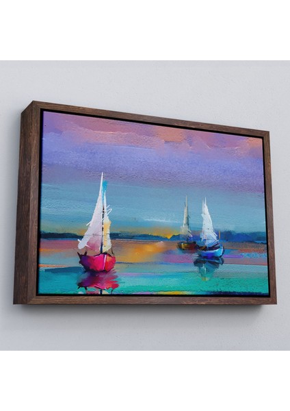 Çerçeveli Denizdeki Yelkenliler Yağlıboya Görünüm Dekoratif Kanvas Duvar TABLOSU-3616 fiyatları