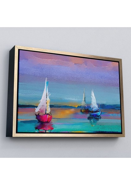 Çerçeveli Denizdeki Yelkenliler Yağlıboya Görünüm Dekoratif Kanvas Duvar TABLOSU-3616 modelleri