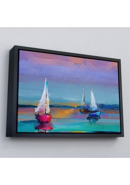 Çerçeveli Denizdeki Yelkenliler Yağlıboya Görünüm Dekoratif Kanvas Duvar TABLOSU-3616 fırsatları