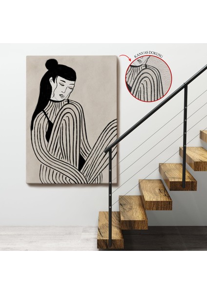 Handdrawn Oturan Kadın TABLOSU-7981 fırsatları