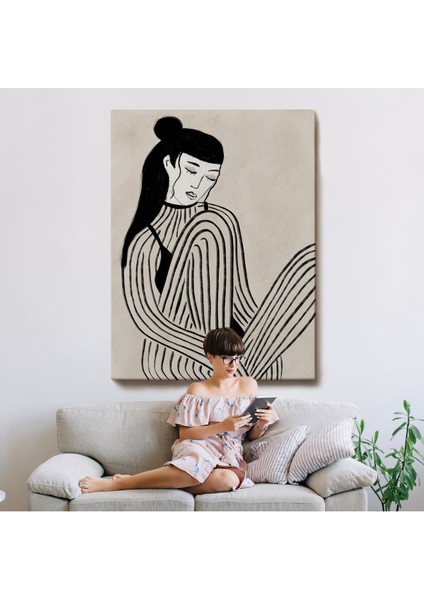 Handdrawn Oturan Kadın TABLOSU-7981