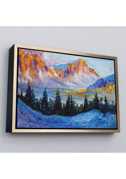 Çerçeveli Rusya Karlı Dağları Manzarası Duvar TABLOSU-1235