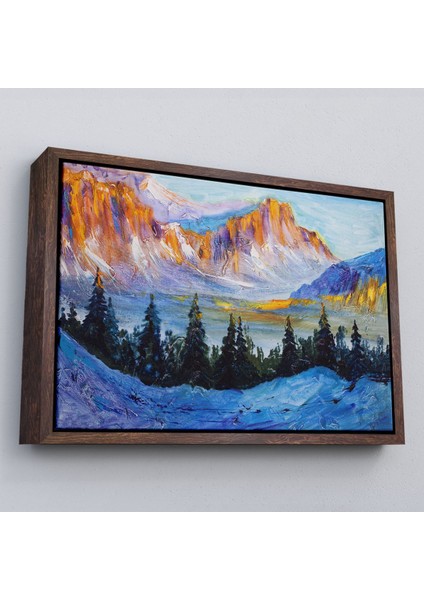 Çerçeveli Rusya Karlı Dağları Manzarası Duvar TABLOSU-1235 fiyatları