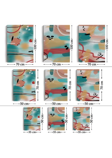 Suluboya Görünümlü Soyut Desenler Duvar Tablosu Üçlü SET-EE-104 fırsatları