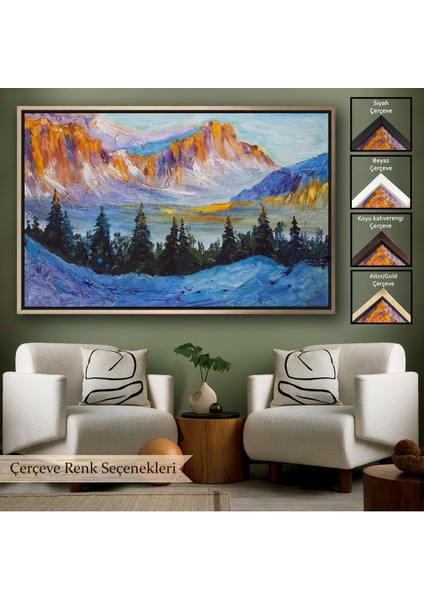 Çerçeveli Rusya Karlı Dağları Manzarası Duvar TABLOSU-1235