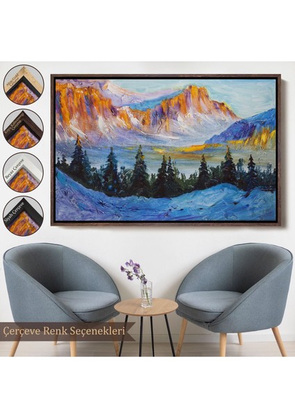 Çerçeveli Rusya Karlı Dağları Manzarası Duvar TABLOSU-1235