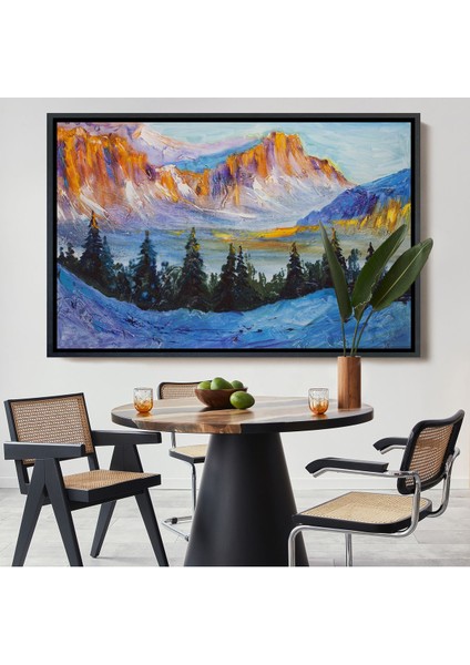 Çerçeveli Rusya Karlı Dağları Manzarası Duvar TABLOSU-1235