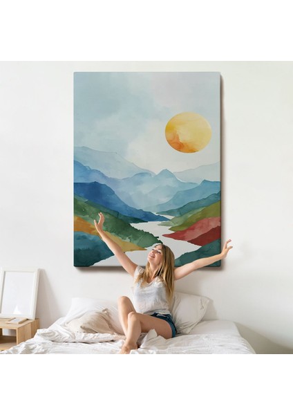 Çerçeveli Dağların Arasındaki Güneş Manzarası TABLO-7591 indirimleri