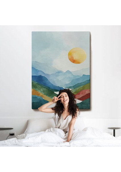 Çerçeveli Dağların Arasındaki Güneş Manzarası TABLO-7591