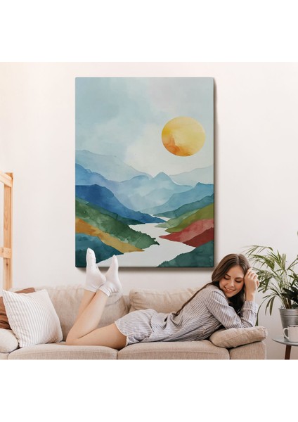 Çerçeveli Dağların Arasındaki Güneş Manzarası TABLO-7591