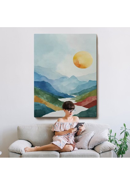 Çerçeveli Dağların Arasındaki Güneş Manzarası TABLO-7591