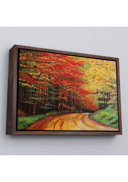Çerçeveli Orman Yolu Yağlıboya Görünüm Dekoratif Kanvas Duvar TABLOSU-3764