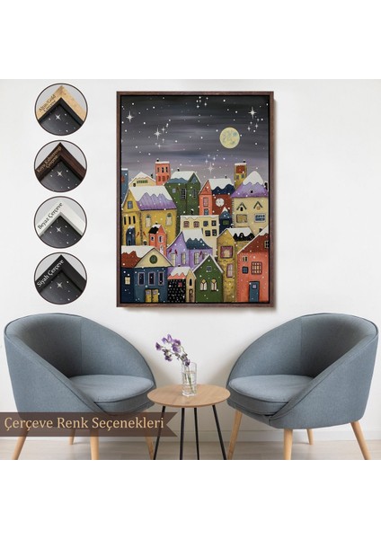 Çerçeveli Londrada Kış Gecesi Dekoaratif Duvar TABLOSU-6145