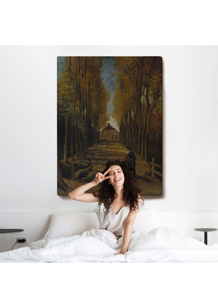 Vincent Van Gogh - Sonbaharda Kavaklı Yol Tablo - Avenue Of Poplars In AUTUMN-7473