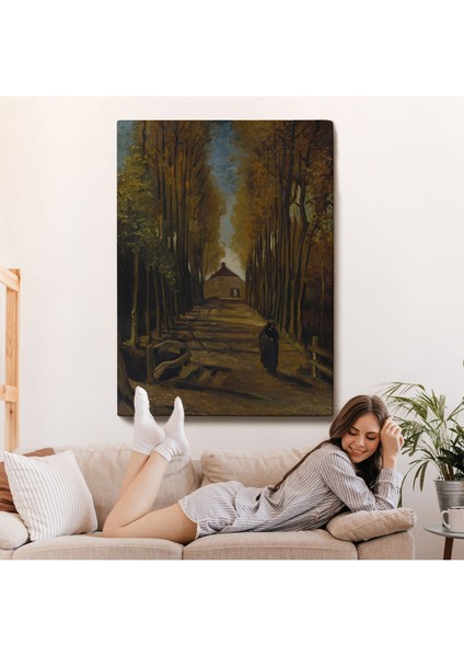 Vincent Van Gogh - Sonbaharda Kavaklı Yol Tablo - Avenue Of Poplars In AUTUMN-7473