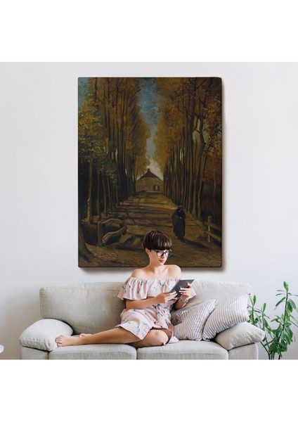 Vincent Van Gogh - Sonbaharda Kavaklı Yol Tablo - Avenue Of Poplars In AUTUMN-7473