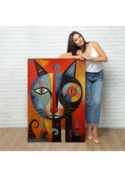 Pablo Picasso Tarzı - Soyut Renkli Kedi TABLO-7371 fiyatları