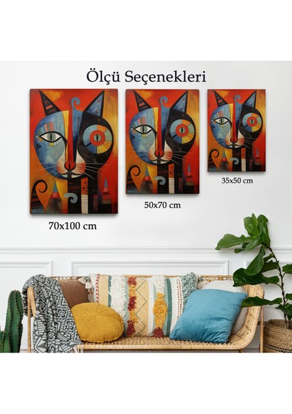 Pablo Picasso Tarzı - Soyut Renkli Kedi TABLO-7371 modelleri