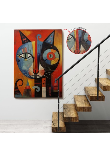 Pablo Picasso Tarzı - Soyut Renkli Kedi TABLO-7371 fırsatları