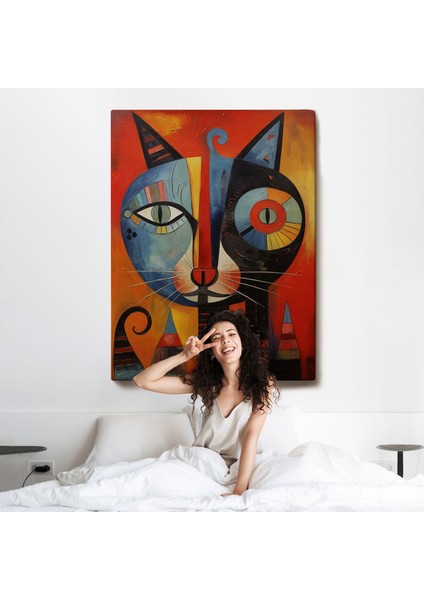 Pablo Picasso Tarzı - Soyut Renkli Kedi TABLO-7371